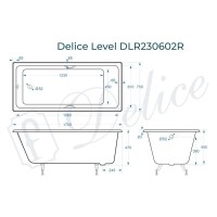 Ванна чугунная Delice Level DLR230602R, 170 х 75 см, без покрытия, с отверстиями под ручки, без ручек, цвет белый