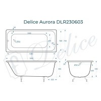 Ванна чугунная Delice Aurora DLR230603, 150 х 70 см, без покрытия, без ручек, цвет белый