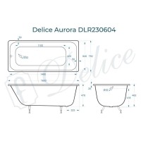 Ванна чугунная Delice Aurora DLR230604, 160 х 75 см, без покрытия, без ручек, цвет белый