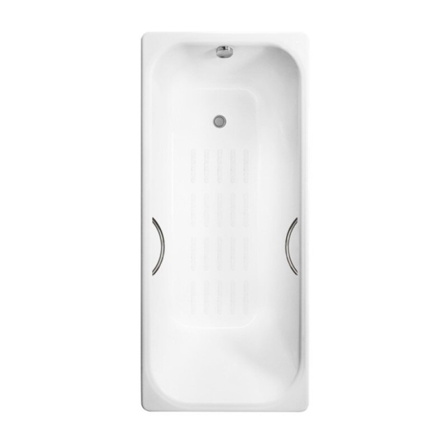 Ванна чугунная Delice Aurora DLR230604R-AS, 160 х 75 см, антискользящее покрытие, с отверстиями под ручки, без ручек, цвет белый