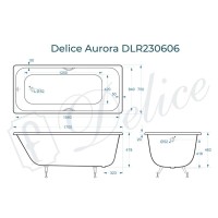 Ванна чугунная Delice Aurora DLR230606, 170 х 75 см, без покрытия, без ручек, цвет белый