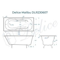Ванна чугунная Delice Malibu DLR230607, 150 х 75 см, без покрытия, без ручек, цвет белый