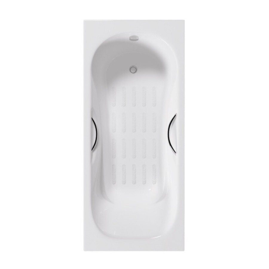 Ванна чугунная Delice Malibu DLR230607R-AS, 150 х 75 см, антискользящее покрытие, с отверстиями под ручки, без ручек, цвет белый