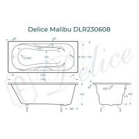 Ванна чугунная Delice Malibu DLR230608, 170 х 70 см, без покрытия, без ручек, цвет белый