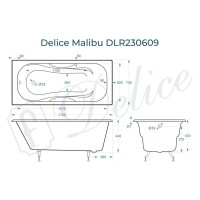 Ванна чугунная Delice Malibu DLR230609, 170 х 75 см, без покрытия, без ручек, цвет белый