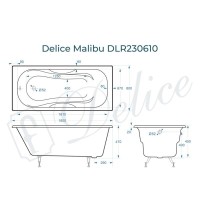Ванна чугунная Delice Malibu DLR230610, 180 х 80 см, без покрытия, без ручек, цвет белый