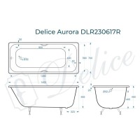 Ванна чугунная Delice Aurora DLR230617R, 140 х 70 см, без покрытия, с отверстиями под ручки, без ручек, цвет белый