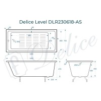 Ванна чугунная Delice Level DLR230618-AS, 140 х 70 см, антискользящее покрытие, без ручек, цвет белый