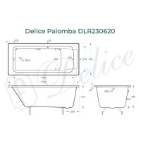 Ванна чугунная Delice Palomba DLR230620, 170 х 70 см, без покрытия, без ручек, цвет белый