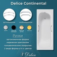 Ванна чугунная Delice Continental DLR230626R, 160 х 70 см, без покрытия, с отверстиями под ручки, без ручек, цвет белый