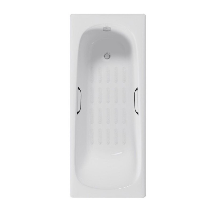 Ванна чугунная Delice Continental DLR230626R-AS, 160 х 70 см, антискользящее покрытие, с отверстиями под ручки, без ручек, цвет белый
