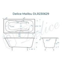 Ванна чугунная Delice Elite Malibu DLR230629, 160 х 75 см, без покрытия, без ручек, цвет белый
