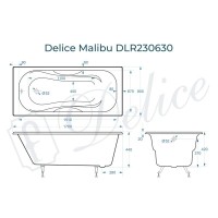 Ванна чугунная Delice Elite Malibu, DLR230630, 170 х 80 см, без покрытия, без ручек, цвет белый
