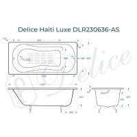 Ванна чугунная Delice Haiti Luxe DLR230636-AS, 150 х 80 см, антискользящее покрытие, без ручек, цвет белый