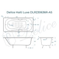 Ванна чугунная Delice Haiti Luxe DLR230636R-AS, 150 х 80 см, антискользящее покрытие, с отверстиями под ручки, без ручек, цвет белый