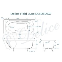 Ванна чугунная Delice Haiti Luxe DLR230637, 160 х 80 см, без покрытия, без ручек, цвет белый