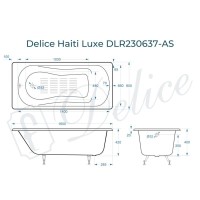 Ванна чугунная Delice Haiti Luxe DLR230637-AS, 160 х 80 см, антискользящее покрытие, без ручек, цвет белый