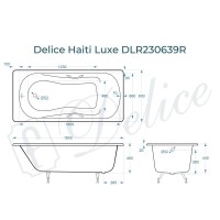 Ванна чугунная Delice Haiti Luxe DLR230639R, 180 х 80 см, без покрытия, с отверстиями под ручки, без ручек, цвет белый