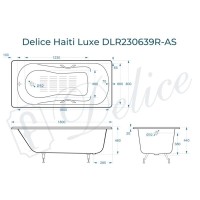 Ванна чугунная Delice Haiti Luxe DLR230639R-AS, 180 х 80 см, антискользящее покрытие, с отверстиями под ручки, без ручек, цвет белый