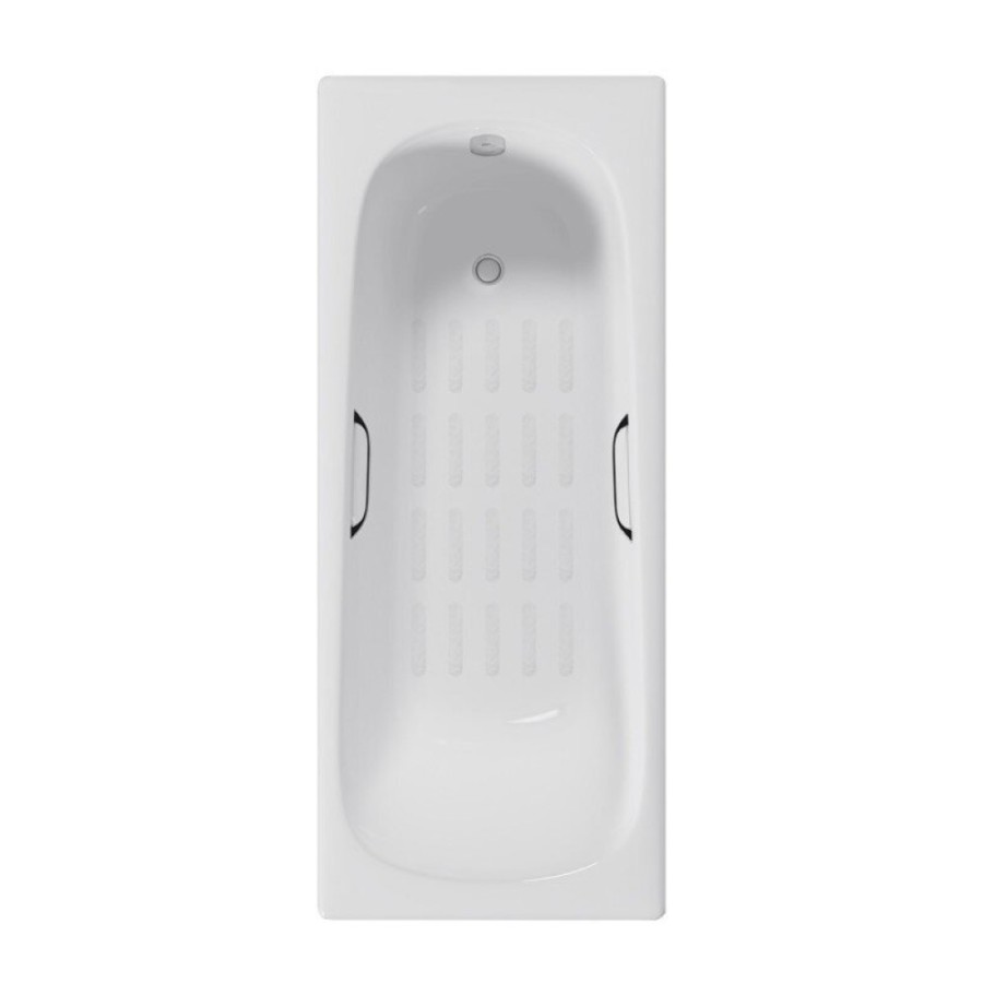 Ванна чугунная Delice Continental DLR230641R-AS, 130 х 70 см, антискользящее покрытие, с отверстиями под ручки, без ручек, цвет белый
