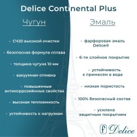 Ванна чугунная Delice Elite Continental Plus DLR230642, 100 х 70 см, без покрытия, без ручек, цвет белый