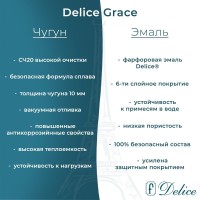 Ванна чугунная Delice Grace DLR230643-AS, 170 x 70 см, антискользящее покрытие, без ручек, цвет белый