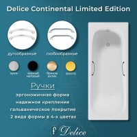 Ванна чугунная Delice Continental Limited Edition DLR230644R, 165 х 70 см, без покрытия, с отверстиями под ручки, без ручек, цвет белый