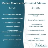 Ванна чугунная Delice Continental Limited Edition DLR230644R-AS, 165 х 70 см, антискользящее покрытие, с отверстиями под ручки, без ручек, цвет белый