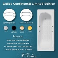 Ванна чугунная Delice Continental Limited Edition DLR230644R-AS, 165 х 70 см, антискользящее покрытие, с отверстиями под ручки, без ручек, цвет белый