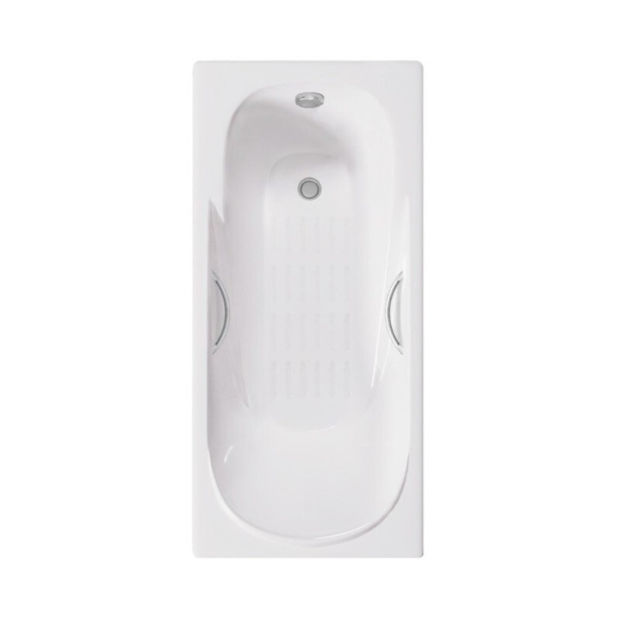 Ванна чугунная Delice Maestro DLR230646R-AS, 200 х 85 см, антискользящее покрытие, с отверстиями под ручки, без ручек, цвет белый