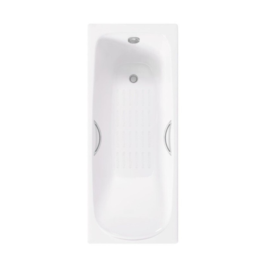 Ванна чугунная Delice Fusion DLR230647R-AS, 170 х 70 см, антискользящее покрытие, с отверстиями под ручки, без ручек, цвет белый
