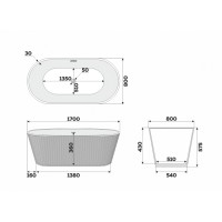 Ванна отдельностоящая акриловая Delice Caresse DLR440101W, 170 х 80 см, белый матовый