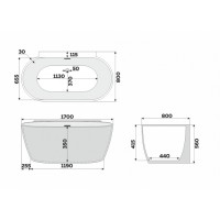 Ванна отдельностоящая акриловая Delice Voyage DLR440106Bu, 170 х 80 см, без покрытия, без ручек, синий матовый