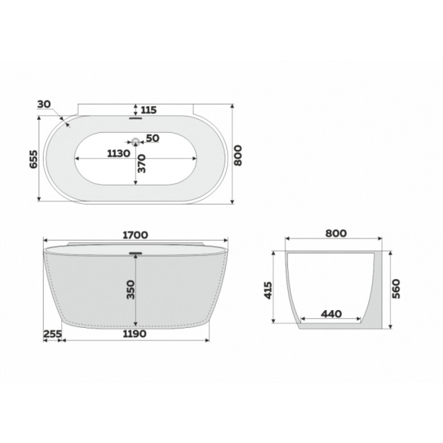 Ванна отдельностоящая акриловая Delice Voyage DLR440106Bu, 170 х 80 см, без покрытия, без ручек, синий матовый