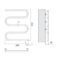 Полотенцесушитель электрический Domoterm E-образный DMT 103-25 50 х 81 EK L/R, хром