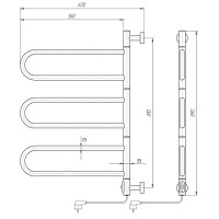 Полотенцесушитель электрический Domoterm Сальса DMT 108E П6 60 х 90 EK, хром