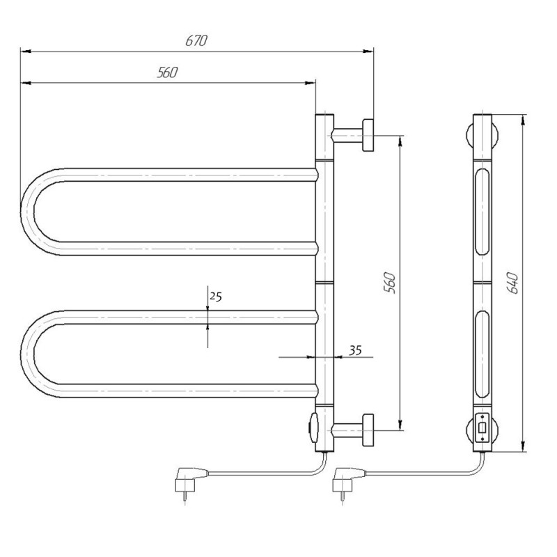 Полотенцесушитель электрический Domoterm Сальса DMT 108F П4 65 х 50 EK, хром