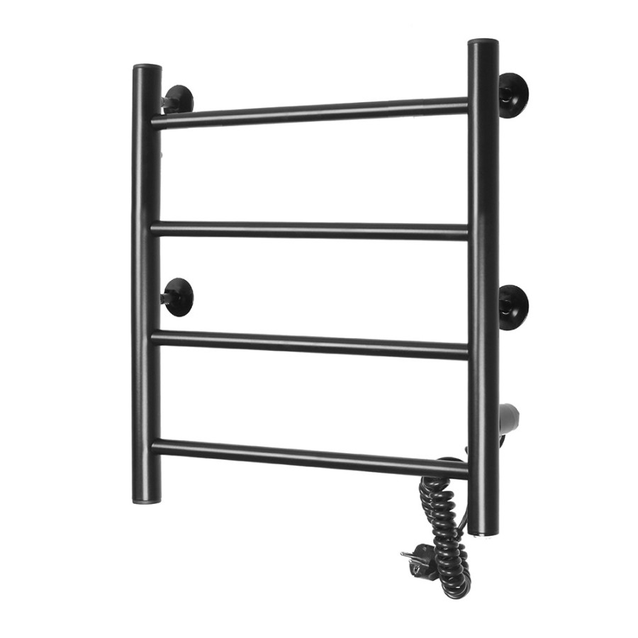 Полотенцесушитель электрический Domoterm Классик 109-4 EK R/L, ширина 50 см, высота 50 см, подключение справа/слева, черный матовый, DMT 109-4 50х50 ЧРН EK R/DMT 109-4 50х50 ЧРН EK L