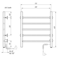 Полотенцесушитель электрический Domoterm Аврора DMT 109-5 50 х 60 EK L/R, хром