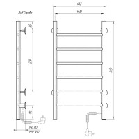 Полотенцесушитель электрический Domoterm Классик DMT 109-6 40 х 81 EK L/R, хром