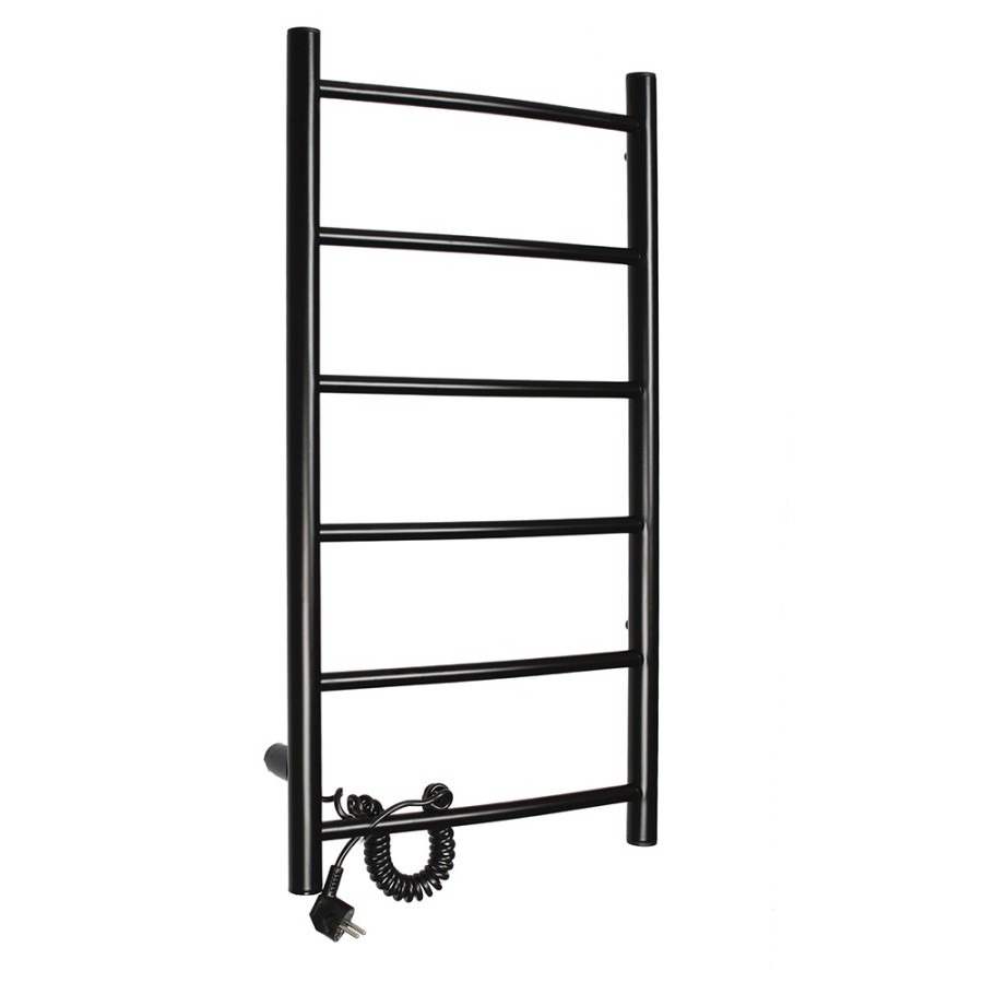Полотенцесушитель электрический Domoterm Аврора DMT 109-6 40x80 ЧРН EKL, ширина 40 см, высота 80 см, подключение слева, черный матовый