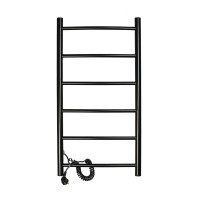 Полотенцесушитель электрический Domoterm Аврора DMT 109-6 40x80 ЧРН EKL, ширина 40 см, высота 80 см, подключение слева, черный матовый