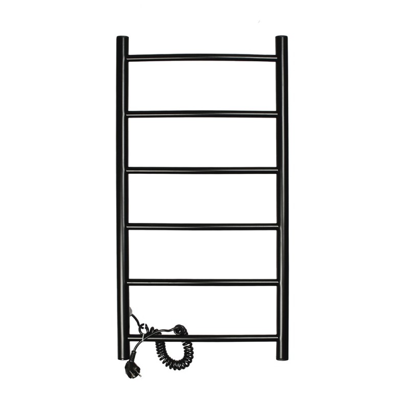 Полотенцесушитель электрический Domoterm Аврора DMT 109-6 40x80 ЧРН EKL, ширина 40 см, высота 80 см, подключение слева, черный матовый
