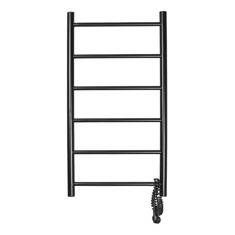 Полотенцесушитель электрический Domoterm Аврора DMT 109-6 40x80 ЧРН EKR, ширина 40 см, высота 80 см, подключение справа, черный матовый