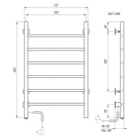 Полотенцесушитель электрический Domoterm Классик 109-6 EK R/L, ширина 50 см, высота 80 см, подключение справа/слева, белый матовый, DMT 109-6 50х80 БЕЛ EK R/DMT 109-6 50х80 БЕЛ EK L