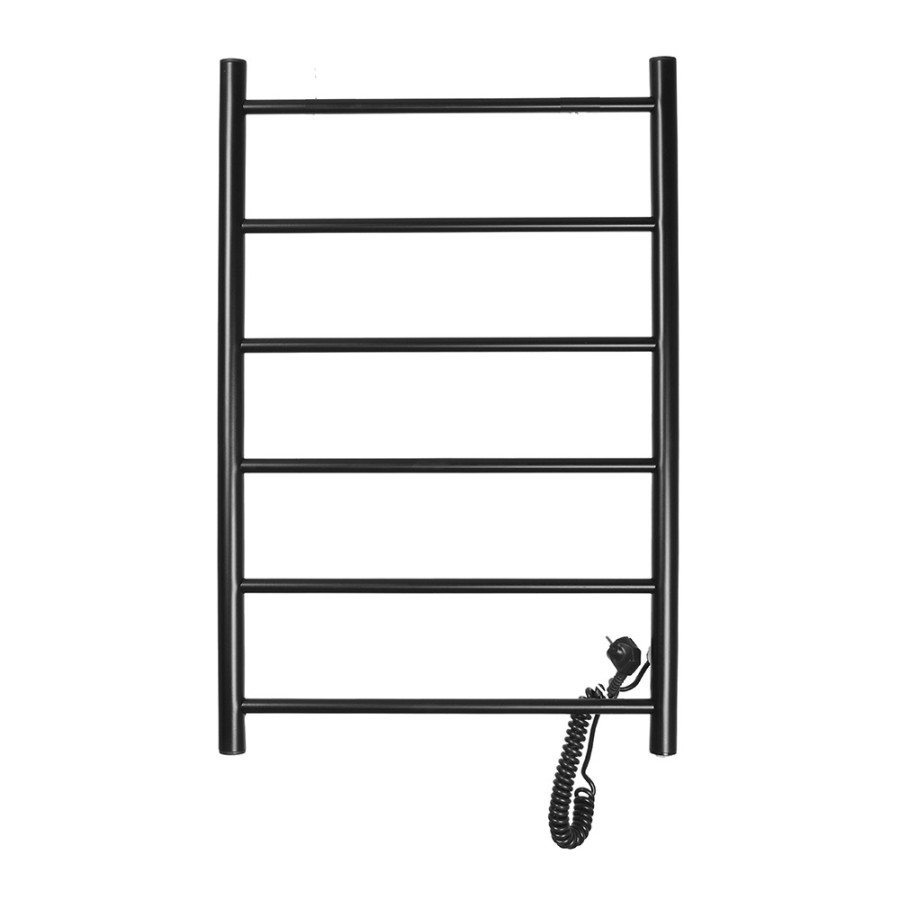 Полотенцесушитель электрический Domoterm Классик DMT 109-6 50x80 ЧРН EKR, ширина 50 см, высота 80 см, подключение справа, черный матовый