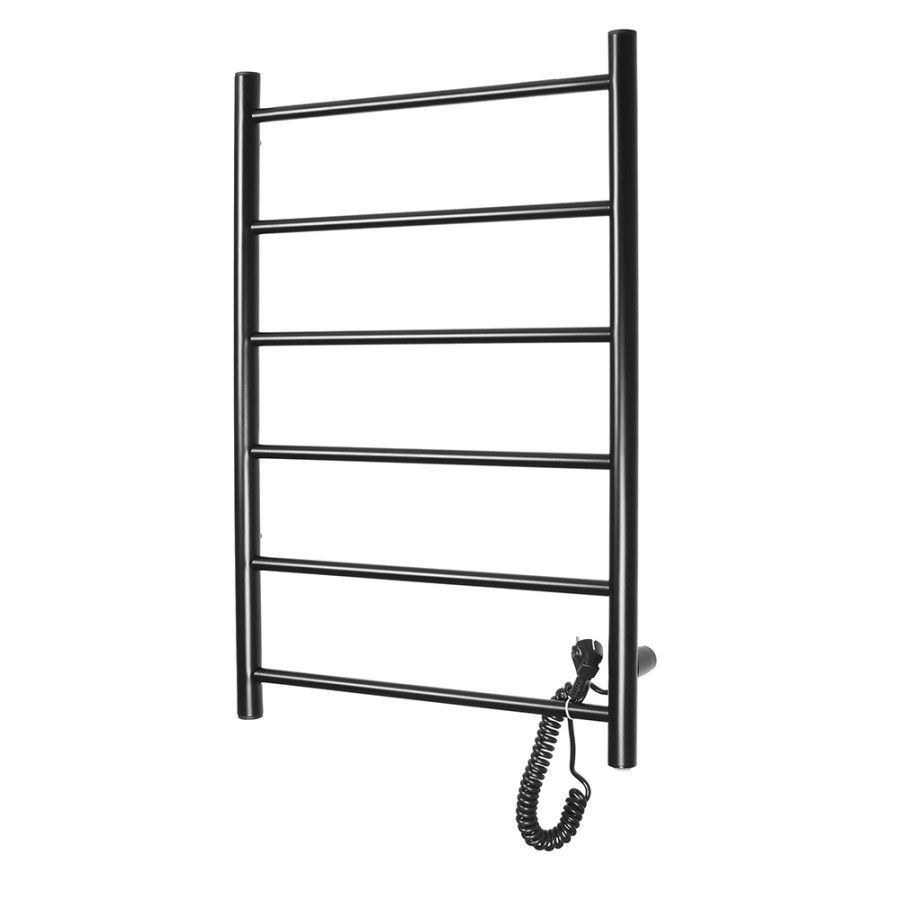 Полотенцесушитель электрический Domoterm Классик DMT 109-6 50x80 ЧРН EKR, ширина 50 см, высота 80 см, подключение справа, черный матовый