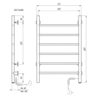 Полотенцесушитель электрический Domoterm Классик DMT 109-6 50x80 ЧРН EKR, ширина 50 см, высота 80 см, подключение справа, черный матовый