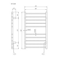 Полотенцесушитель электрический Domoterm Квадро DMT 109-S П10 53 х 86 BOX EK R, хром