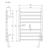 Полотенцесушитель электрический Domoterm Квадро 109-S П8 TBOX EK R, ширина 50 см, высота 70 см, диммер справа, с таймером, DMT 109-S П8 50x70 TBOX EK R, хром